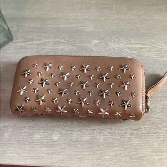 Jimmy Choo Pink and Silver Wallet with Star Embellishments